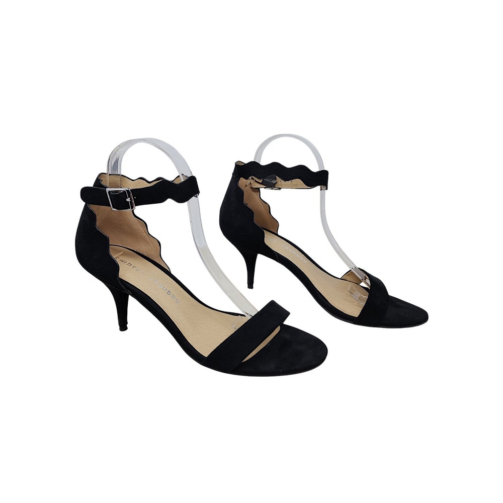 Chinese Laundry Kitten Heels 9 Med Black Sandals Scalloped Dressy Wedding Party